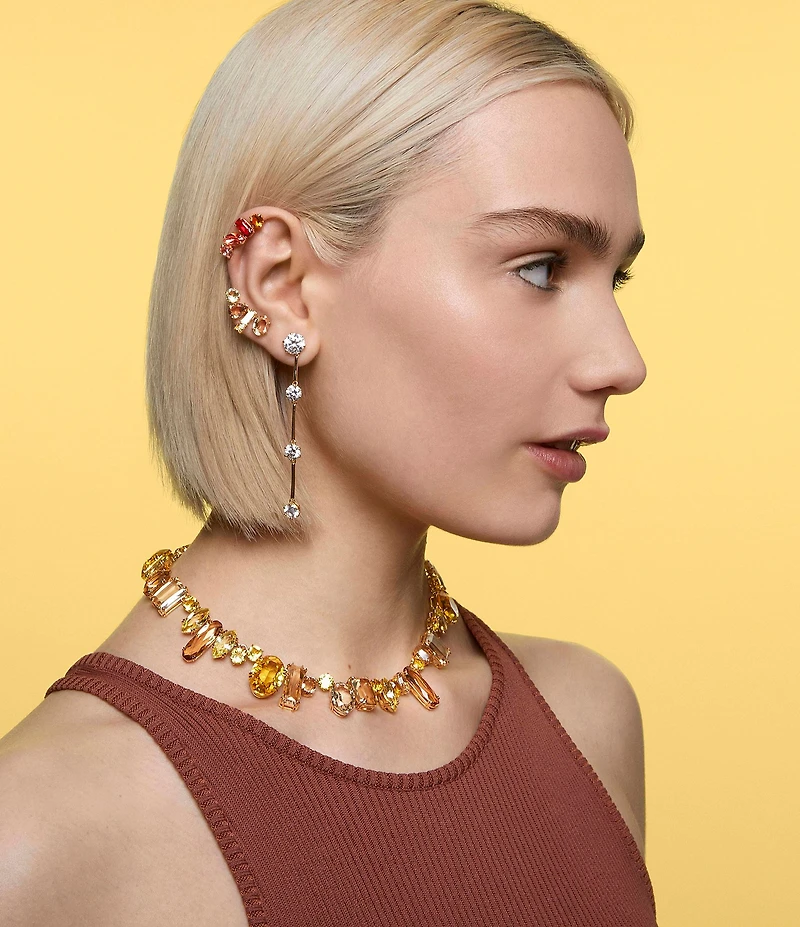 Swarovski Constella Linear Crystal Asymmetrical Earrings