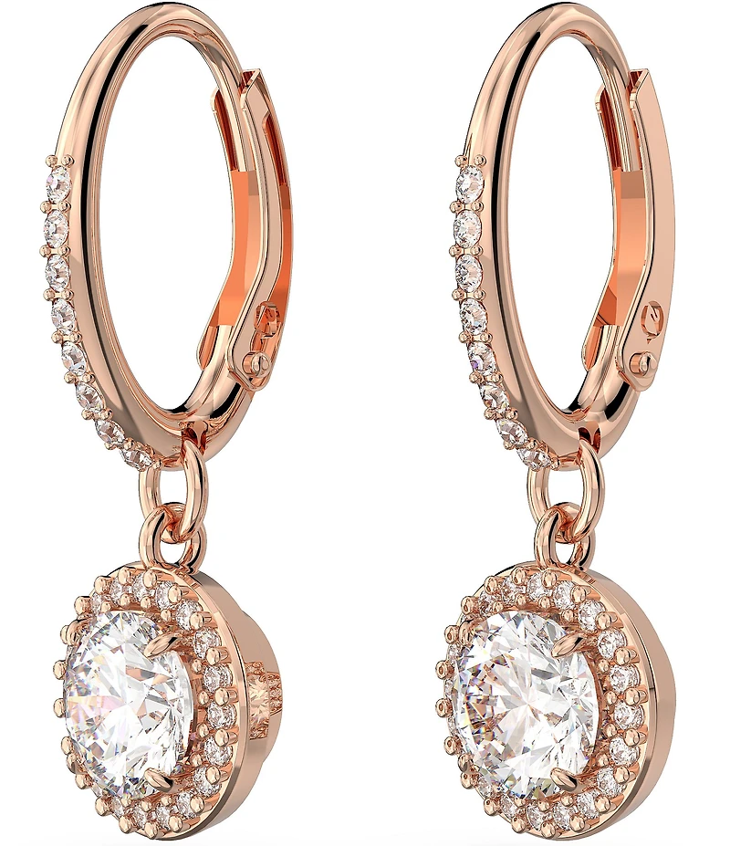 Swarovski Constella Round Cut Crystal Huggie Drop Earrings