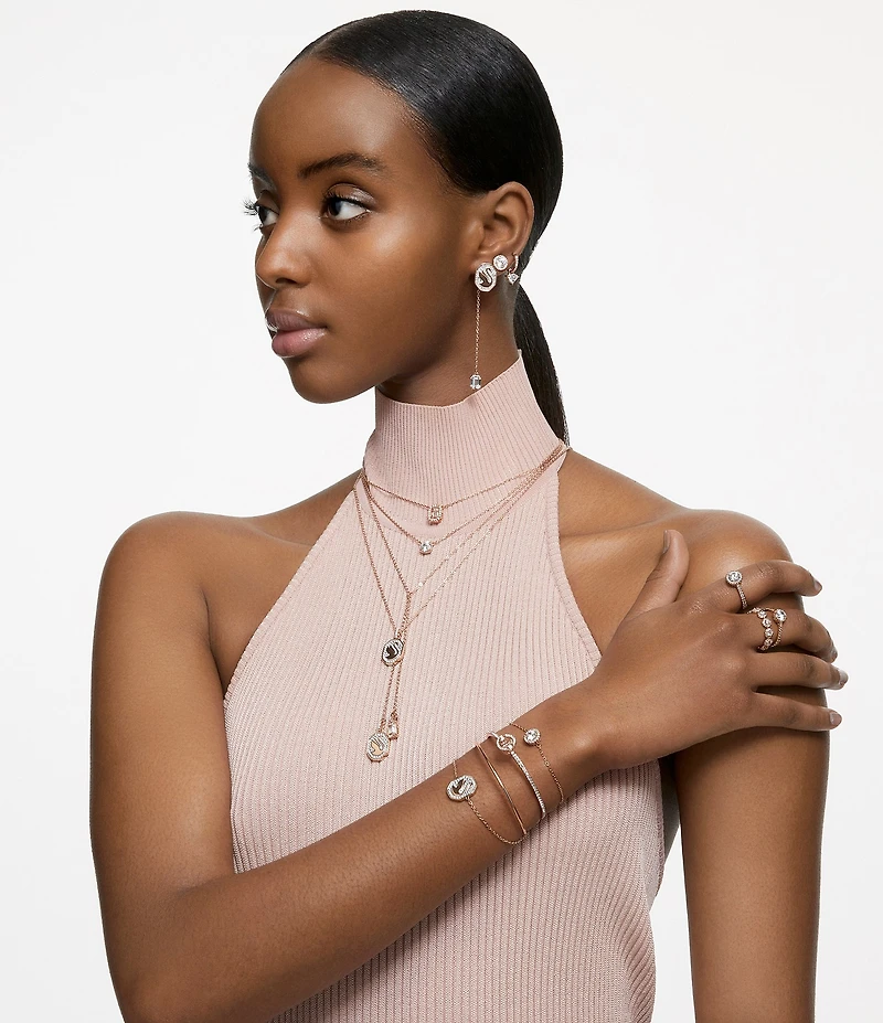 Swarovski Constella Round Cut Crystal Huggie Drop Earrings