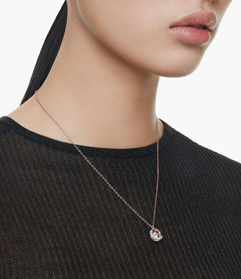 Swarovski Crystal Dextera Half Pave Short Pendant Necklace