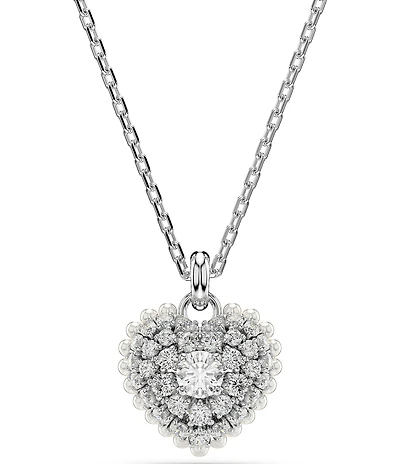 Swarovski Crystal Heart Shaped Pearl Hyperbola Pendant Necklace