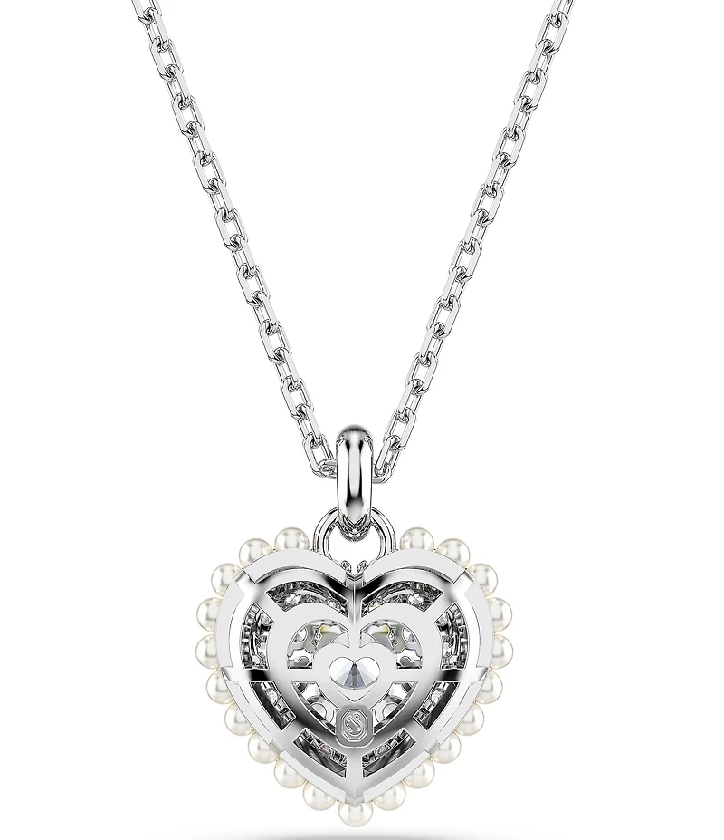 Swarovski Crystal Heart Shaped Pearl Hyperbola Pendant Necklace