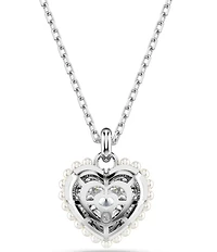 Swarovski Crystal Heart Shaped Pearl Hyperbola Pendant Necklace