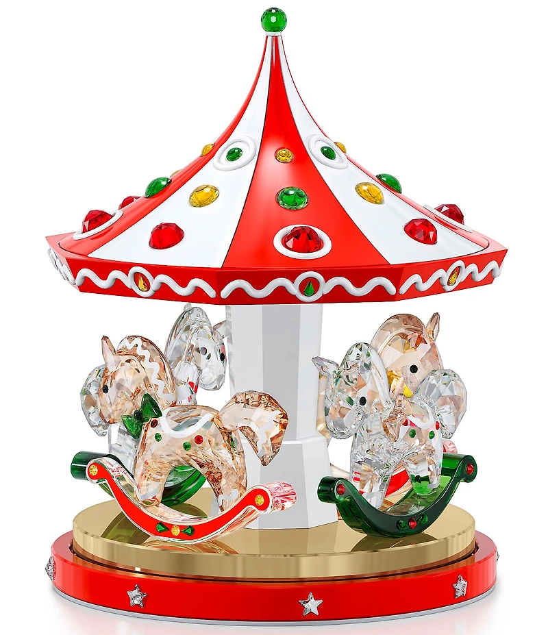 Swarovski Crystal Holiday Cheers Collection Carousel Figurine