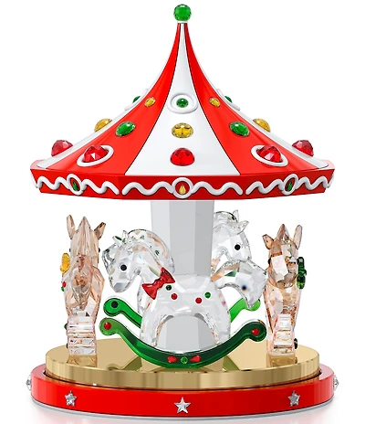 Swarovski Crystal Holiday Cheers Collection Carousel Figurine