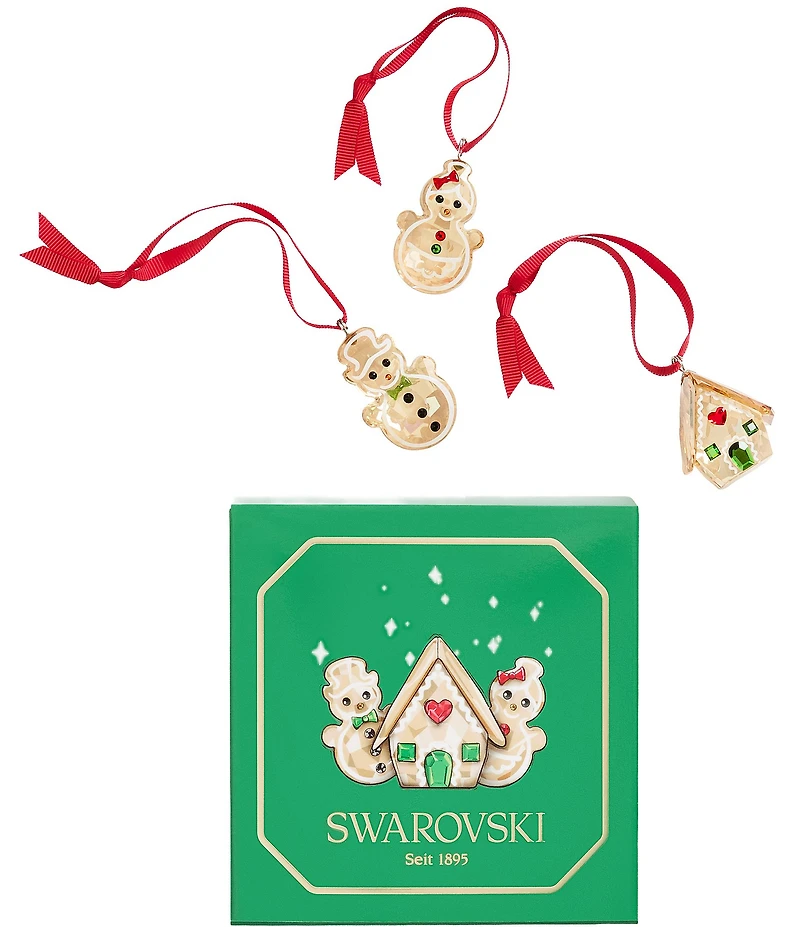 Swarovski Crystal Holiday Cheers Collection Gingerbread Ornament Set