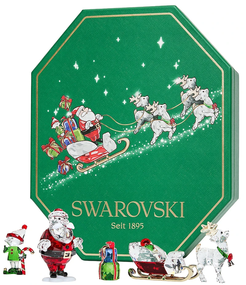 Swarovski Crystal Holiday Cheers Collection Santa Story Set