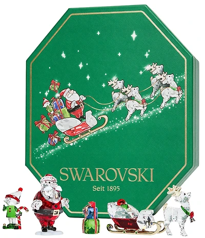 Swarovski Crystal Holiday Cheers Collection Santa Story Set