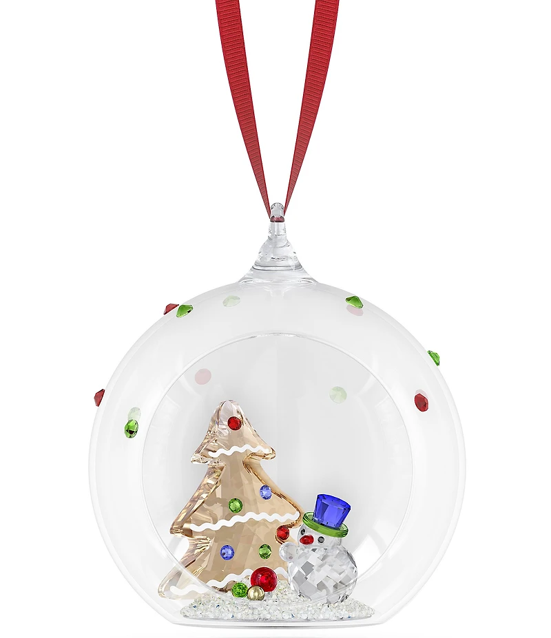 Swarovski Crystal Holiday Cheers Collection Tree and Snowman Ball Ornament