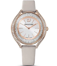 Swarovski Crystalline Aura Grey Leather Watch