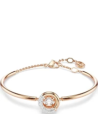 Swarovski Dextera Crystal Half Pave Rose Gold Adjustable Bangle Bracelet