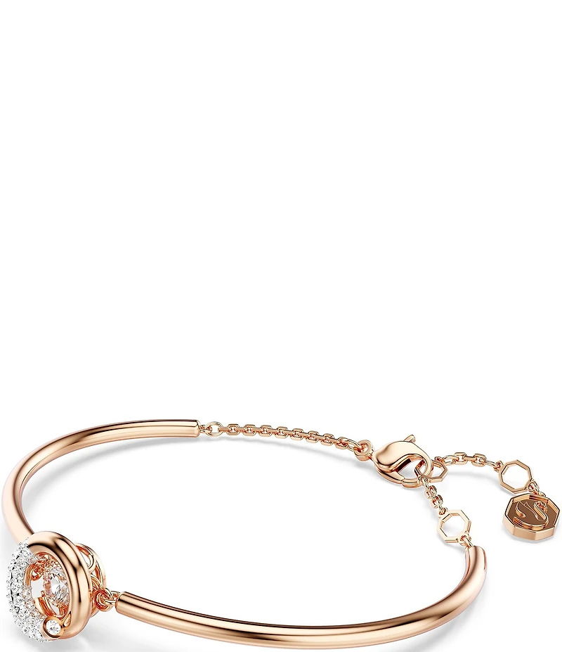 Swarovski Dextera Crystal Half Pave Rose Gold Adjustable Bangle Bracelet