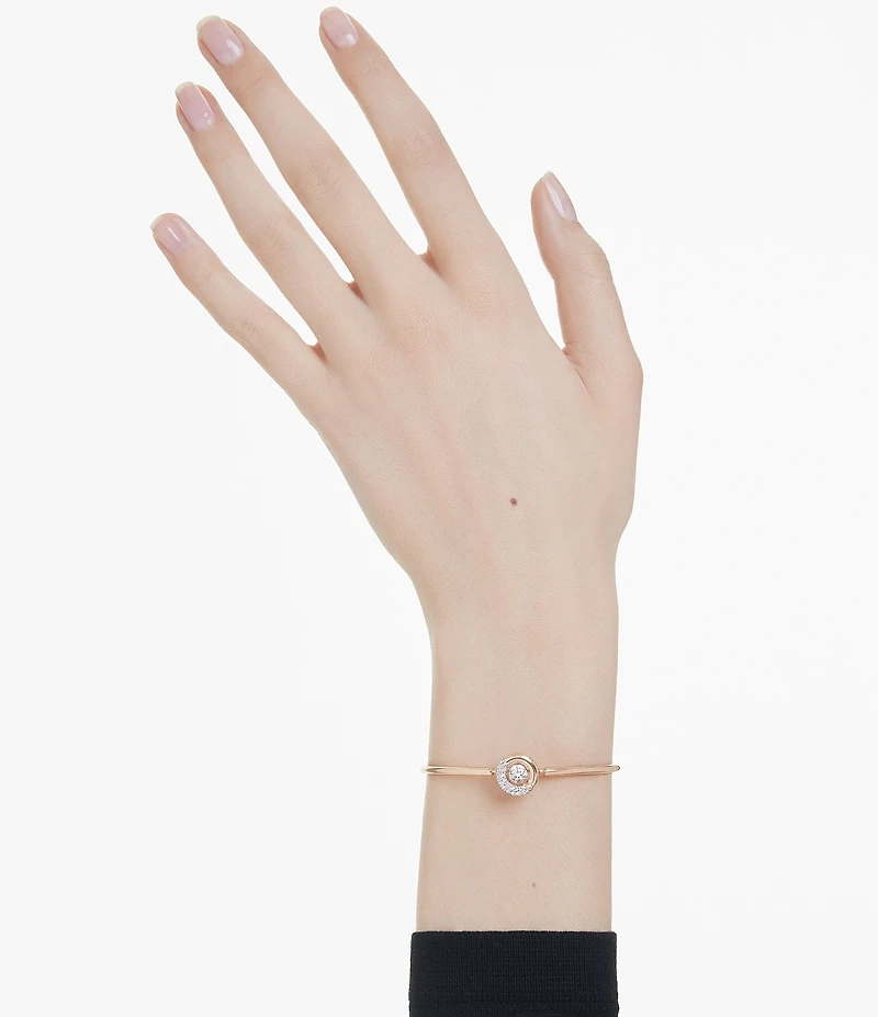 Swarovski Dextera Crystal Half Pave Rose Gold Adjustable Bangle Bracelet