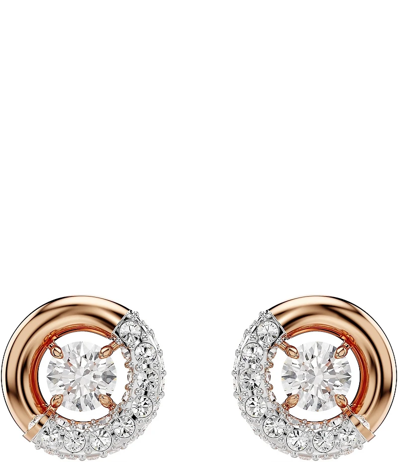 Swarovski Dextera Crystal Half Pave Stud Earrings