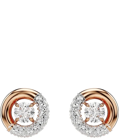 Swarovski Dextera Crystal Half Pave Stud Earrings