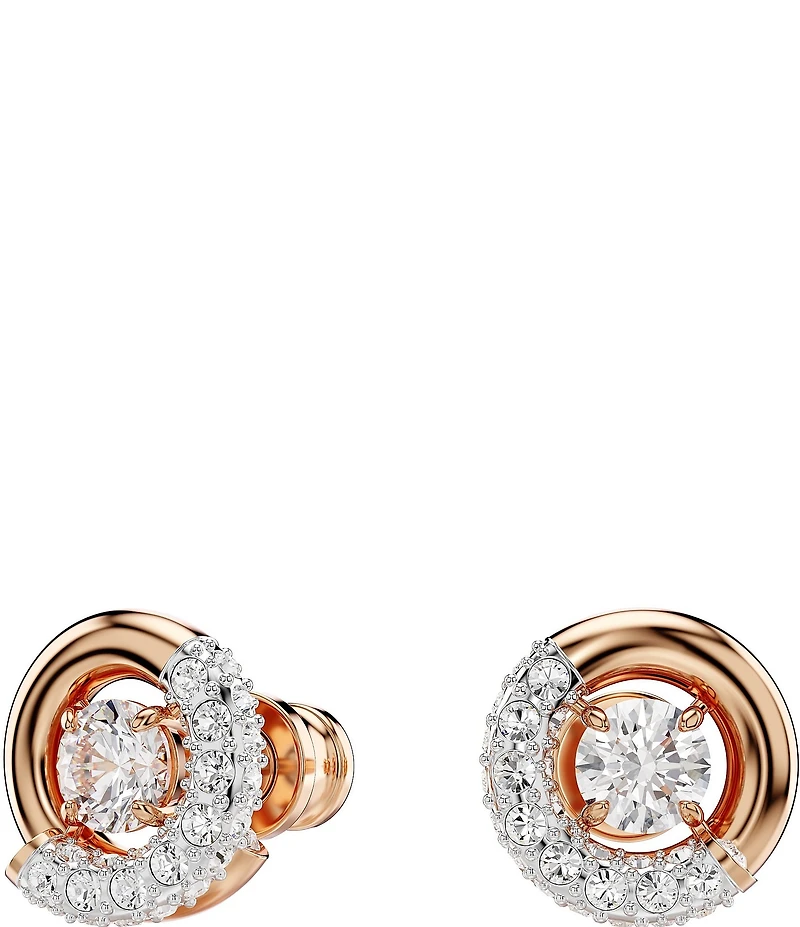 Swarovski Dextera Crystal Half Pave Stud Earrings