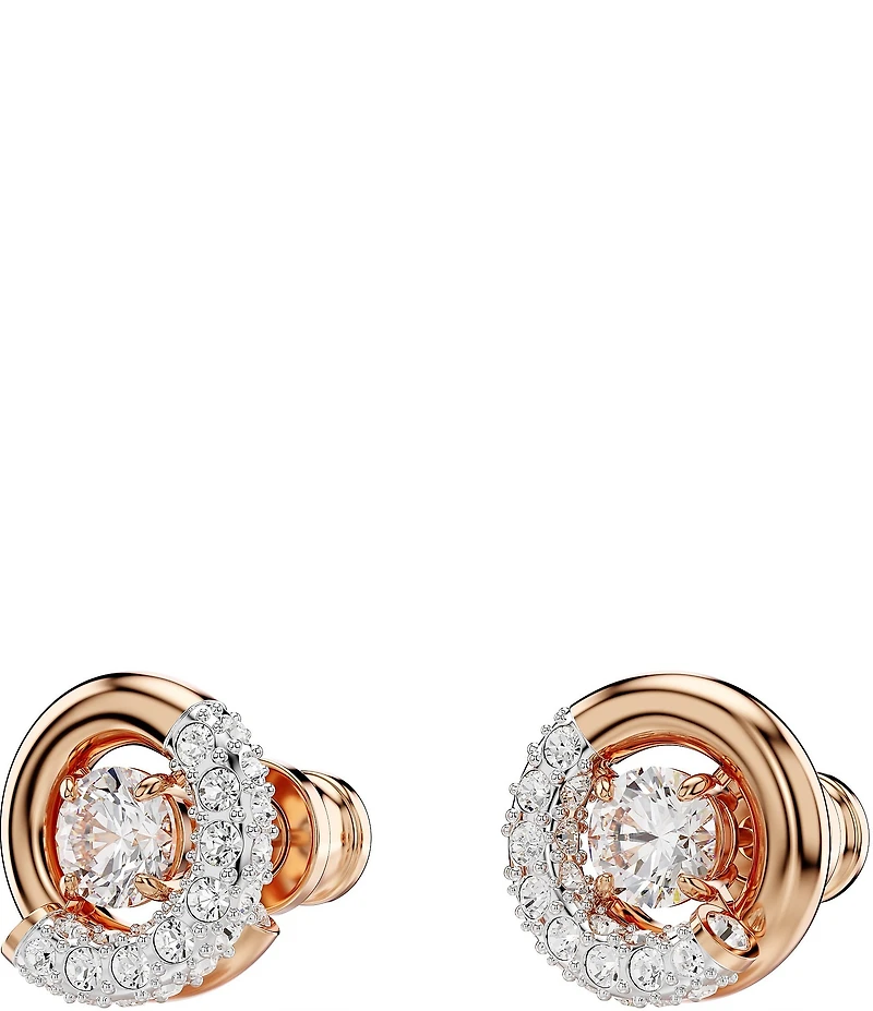 Swarovski Dextera Crystal Half Pave Stud Earrings
