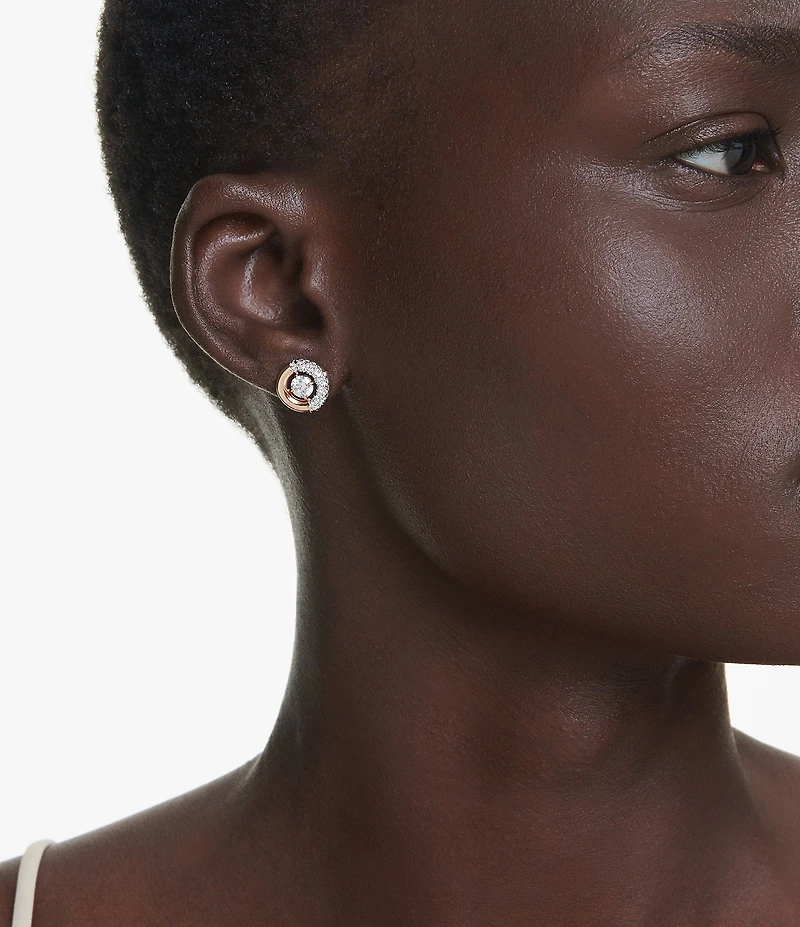 Swarovski Dextera Crystal Half Pave Stud Earrings