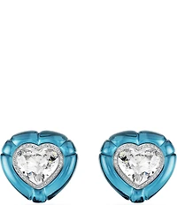 Swarovski Dulcis Heart Cut Pav Blue Heart Clip Stud Earrings