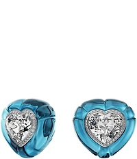 Swarovski Dulcis Heart Cut Pav Blue Heart Clip Stud Earrings