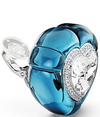 Swarovski Dulcis Heart Cut Pav Blue Heart Clip Stud Earrings
