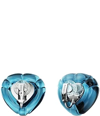 Swarovski Dulcis Heart Cut Pav Blue Heart Clip Stud Earrings