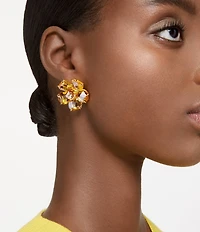 Swarovski Florere Yellow Flower Crystal Stud Earrings
