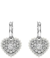 Swarovski Hyperbola Pearl Heart Crystal Drop Earrings
