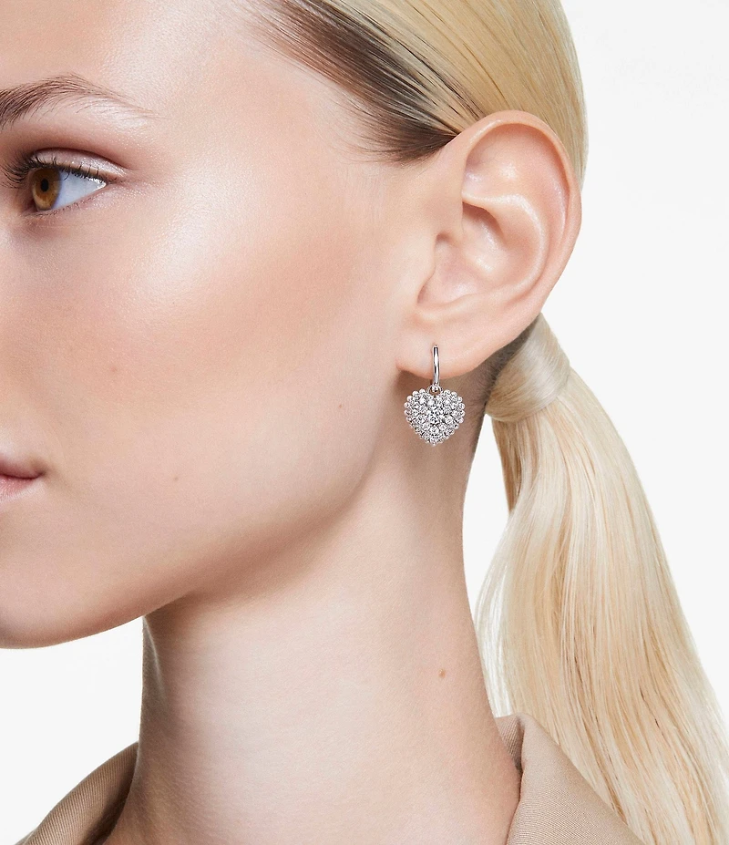 Swarovski Hyperbola Pearl Heart Crystal Drop Earrings