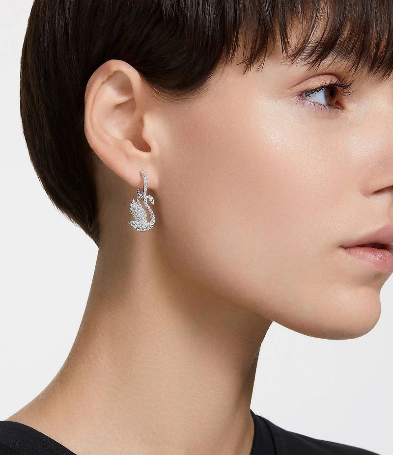 Swarovski Iconic Swan Crystal Hoop Earrings