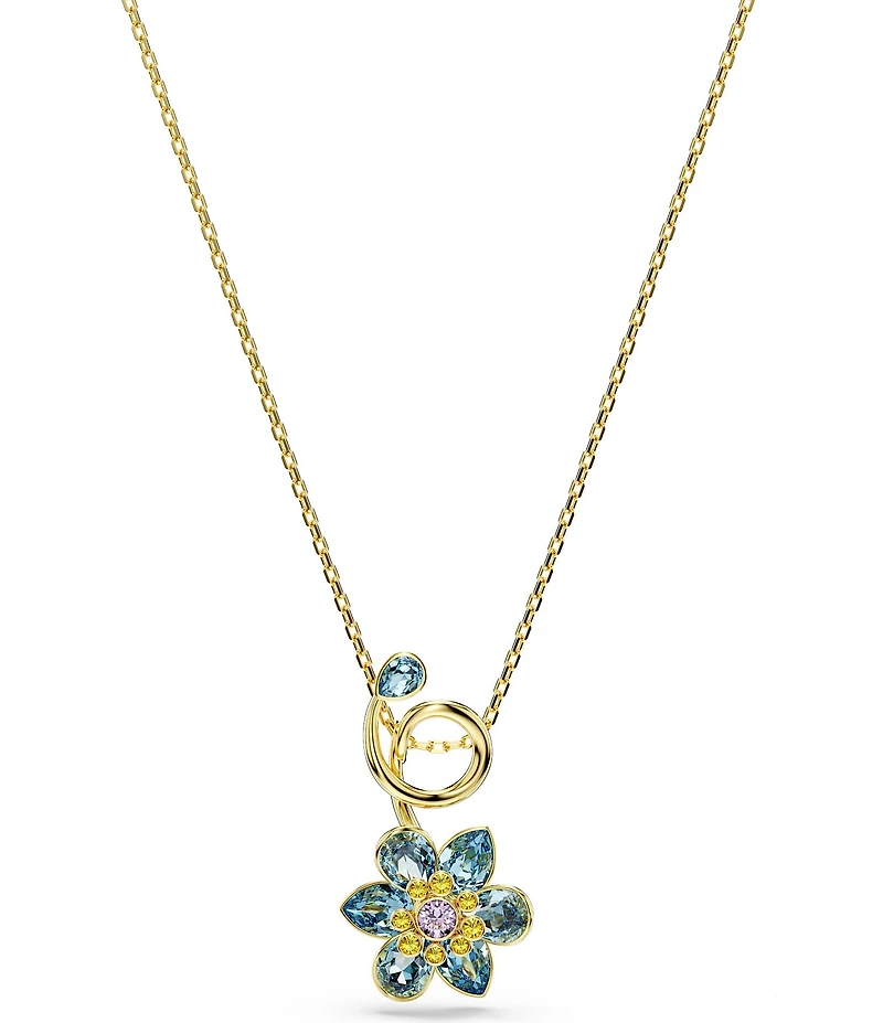 Swarovski Idyllia Blue Multi Flower Short Pendant Necklace