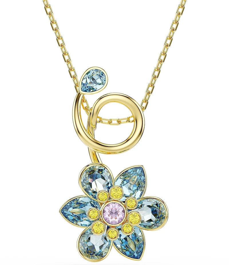 Swarovski Idyllia Blue Multi Flower Short Pendant Necklace