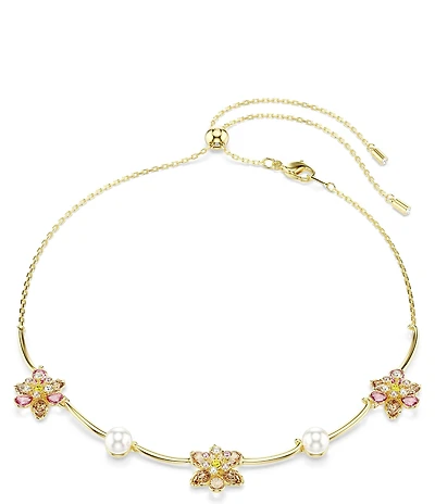 Swarovski Idyllia Crystal Pearl Mixed Cut Flower Collar Necklace