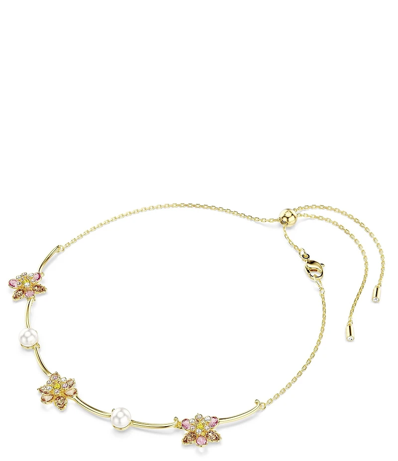 Swarovski Idyllia Crystal Pearl Mixed Cut Flower Collar Necklace