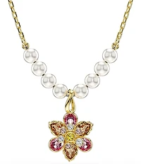 Swarovski Idyllia Mixed Cut Crystal Pearl Flower Short Pendant Necklace