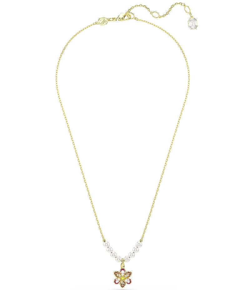 Swarovski Idyllia Mixed Cut Crystal Pearl Flower Short Pendant Necklace
