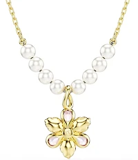 Swarovski Idyllia Mixed Cut Crystal Pearl Flower Short Pendant Necklace