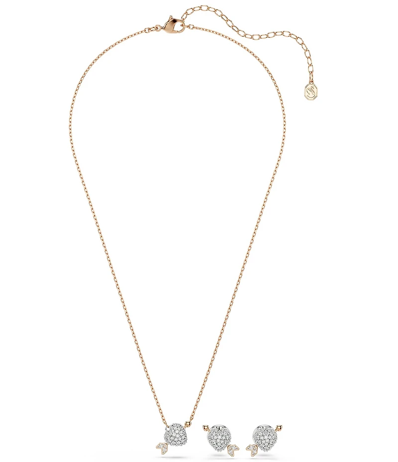 Swarovski Idyllia Mixed Cut Heart with Arrow Short Pendant Necklace & Stud Earring Set