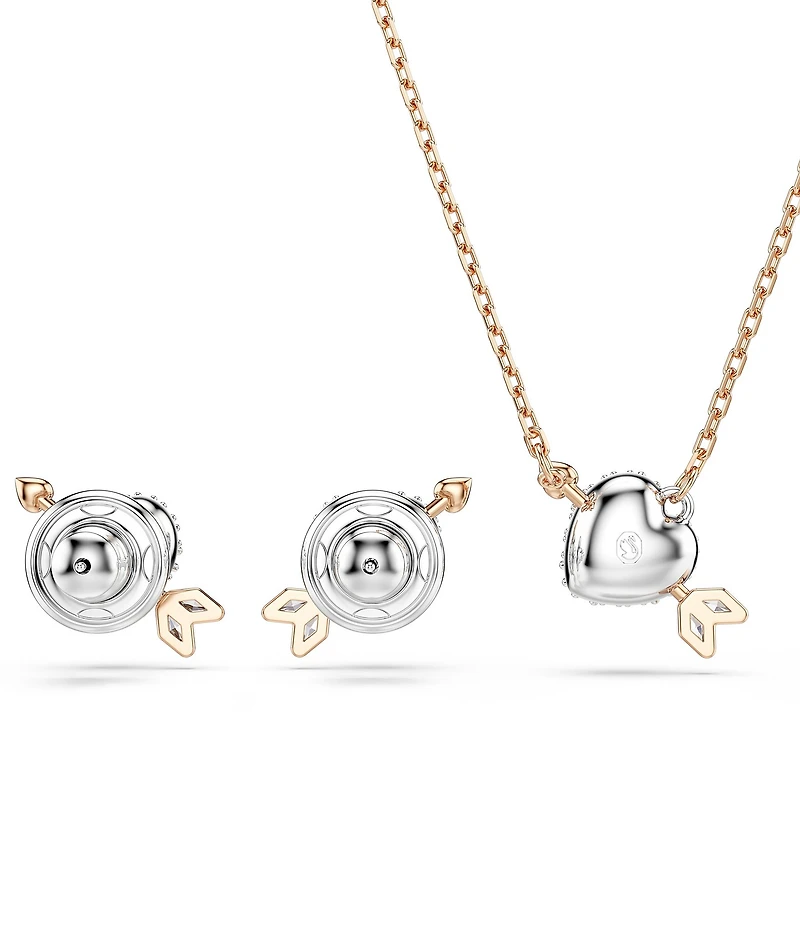 Swarovski Idyllia Mixed Cut Heart with Arrow Short Pendant Necklace & Stud Earring Set