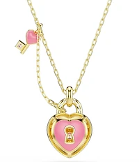 Swarovski Idyllia Mixed Cut Heart with Key Short Pendant Necklace