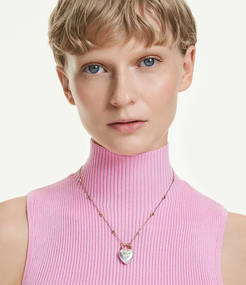 Swarovski Idyllia Mixed Cuts Crystal Reversible Heart Short Pendant Necklace