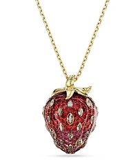 Swarovski Idyllia Mixed Cuts Crystal Strawberry Long Pendant Necklace