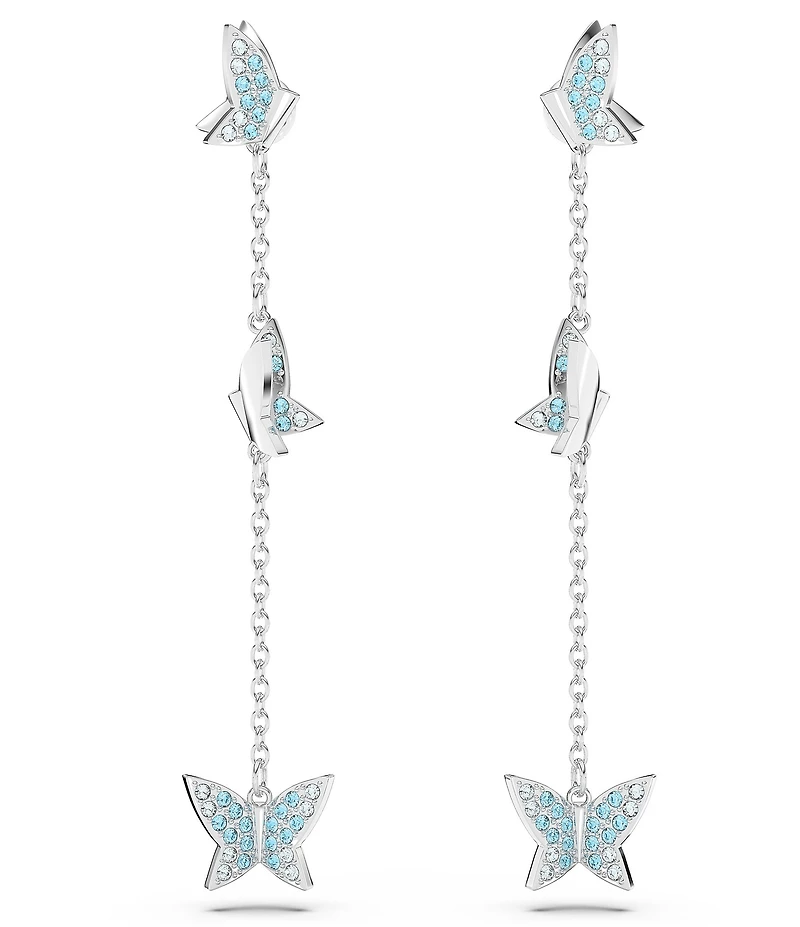 Swarovski Lilia Blue Butterfly Crystal Linear Earrings
