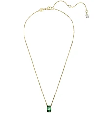 Swarovski Matrix Collection Green Rectangular Crystal Cut Short Pendant Chain Necklace