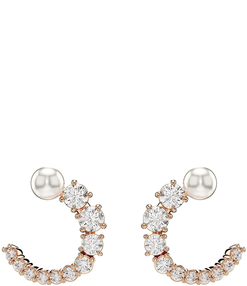 Swarovski Matrix Crystal Pearl C Drop Earrings