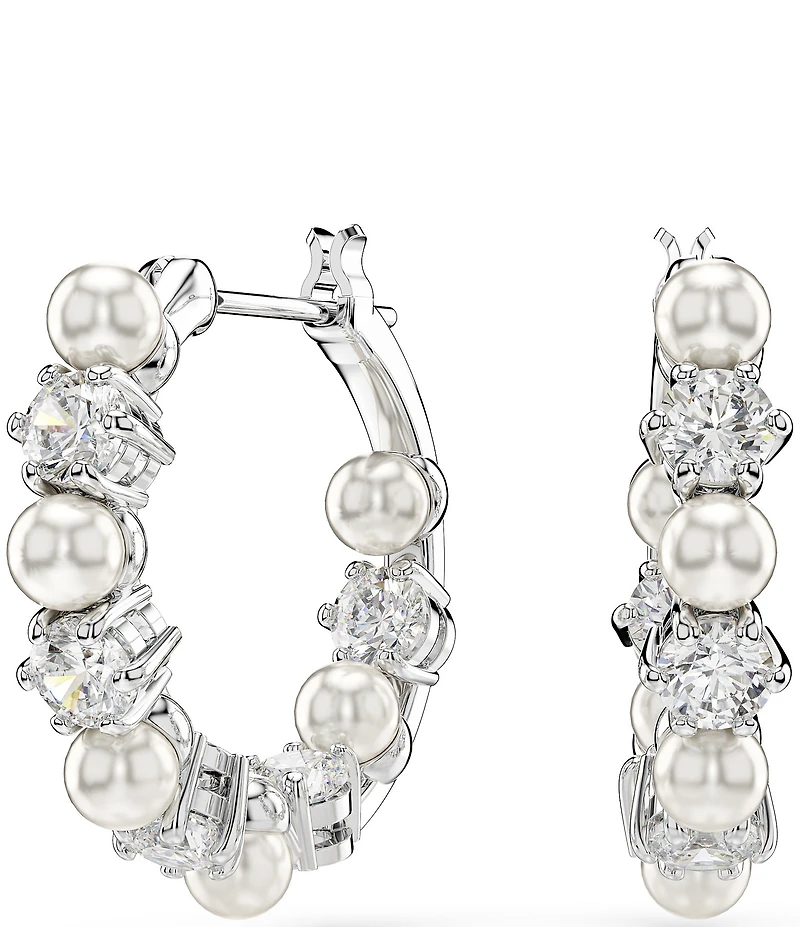 Swarovski Matrix Crystal Pearl Hoop Earrings