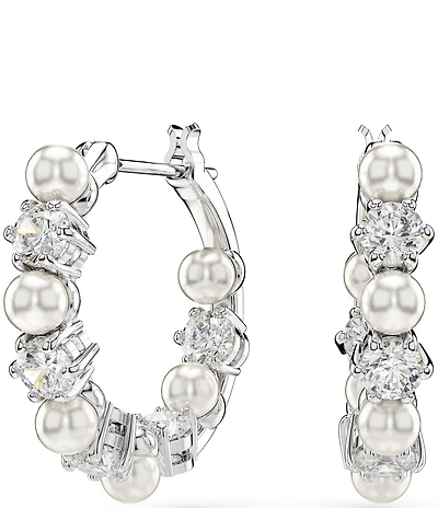 Swarovski Matrix Crystal Pearl Hoop Earrings