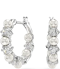 Swarovski Matrix Crystal Pearl Hoop Earrings