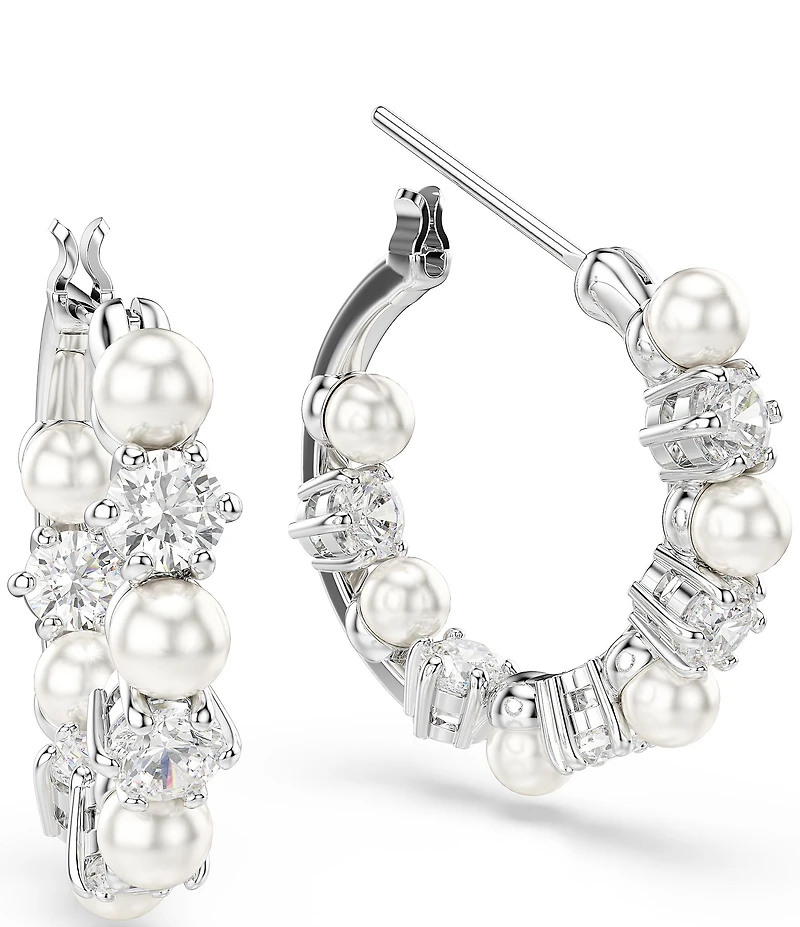 Swarovski Matrix Crystal Pearl Hoop Earrings