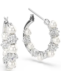 Swarovski Matrix Crystal Pearl Hoop Earrings